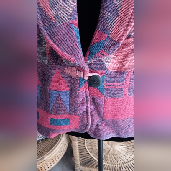 Neo Nostalgia Geometric Patterned Jacket - Multicolor100% Cotton_Large - Picture 3 of 7